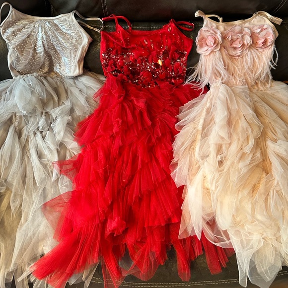 Tutu Du Monde 3 dresses - red silver and blush pink size 8-9yo